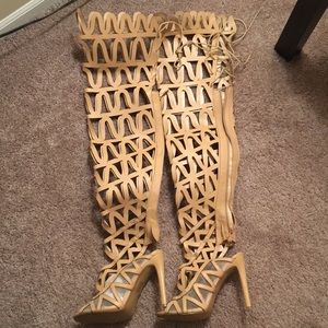 SOLD Thigh High Open Toe Gladiator Heels